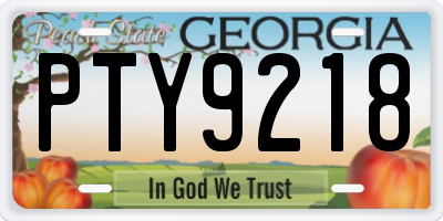 GA license plate PTY9218