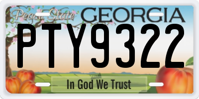 GA license plate PTY9322