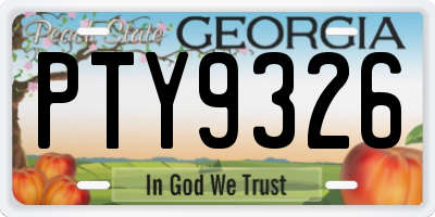 GA license plate PTY9326