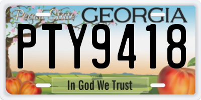 GA license plate PTY9418