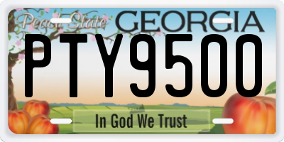 GA license plate PTY9500