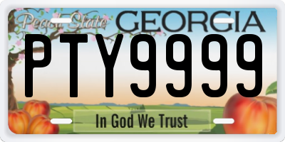GA license plate PTY9999