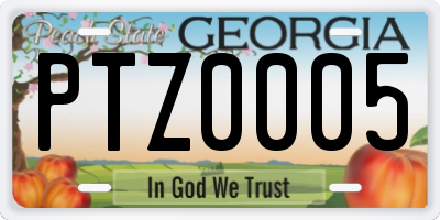 GA license plate PTZ0005