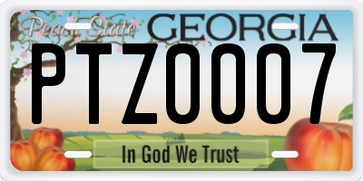 GA license plate PTZ0007
