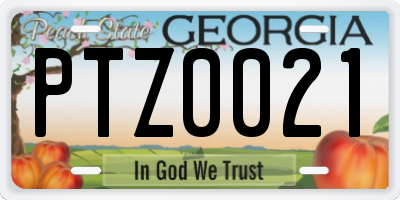 GA license plate PTZ0021