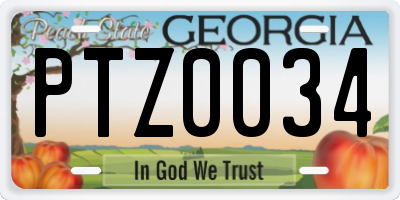 GA license plate PTZ0034