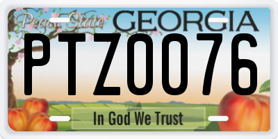 GA license plate PTZ0076