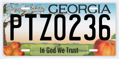 GA license plate PTZ0236