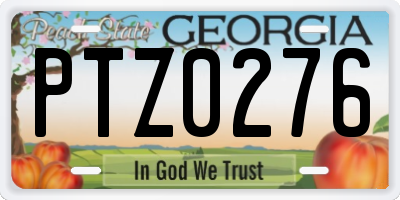 GA license plate PTZ0276