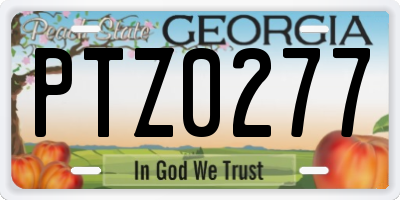 GA license plate PTZ0277