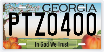 GA license plate PTZ0400