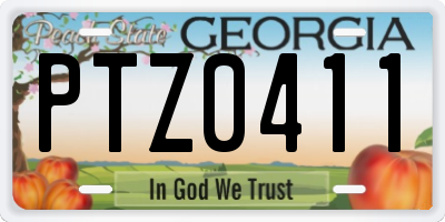 GA license plate PTZ0411