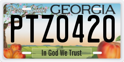 GA license plate PTZ0420