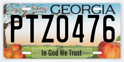 GA license plate PTZ0476