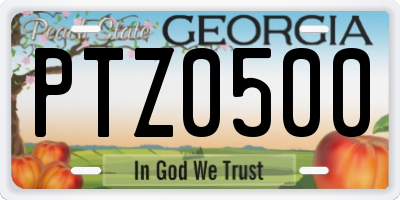 GA license plate PTZ0500