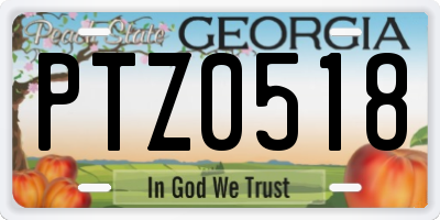 GA license plate PTZ0518