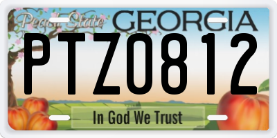 GA license plate PTZ0812