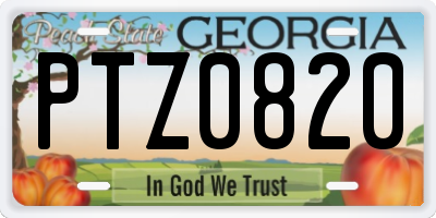 GA license plate PTZ0820