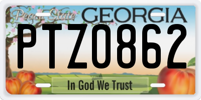 GA license plate PTZ0862