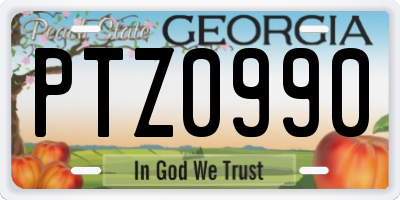 GA license plate PTZ0990