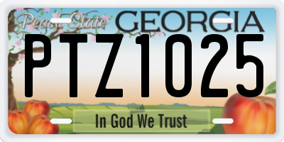GA license plate PTZ1025