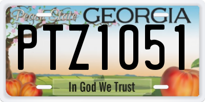 GA license plate PTZ1051
