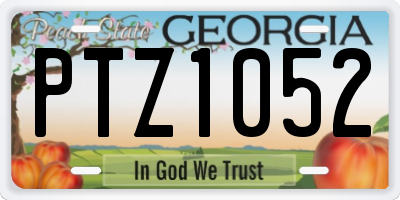 GA license plate PTZ1052