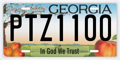GA license plate PTZ1100