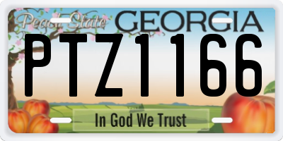 GA license plate PTZ1166