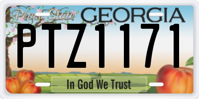 GA license plate PTZ1171