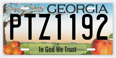 GA license plate PTZ1192