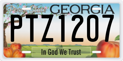 GA license plate PTZ1207