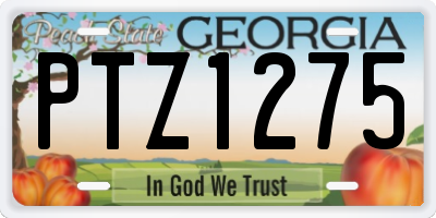 GA license plate PTZ1275