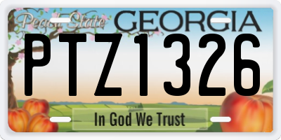 GA license plate PTZ1326
