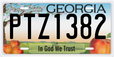 GA license plate PTZ1382