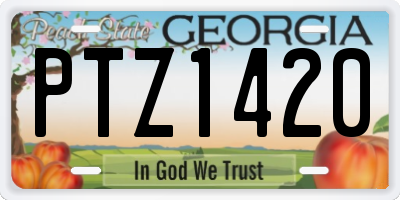 GA license plate PTZ1420
