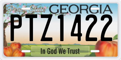 GA license plate PTZ1422