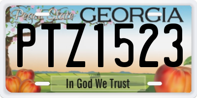 GA license plate PTZ1523