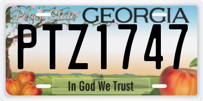 GA license plate PTZ1747