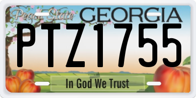 GA license plate PTZ1755