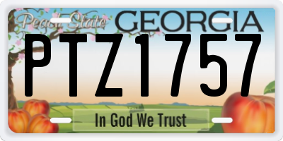 GA license plate PTZ1757