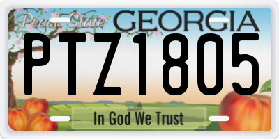 GA license plate PTZ1805