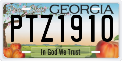 GA license plate PTZ1910