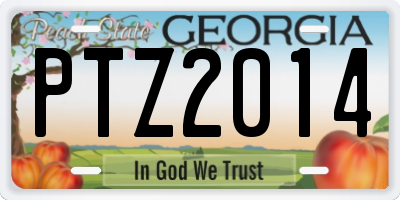 GA license plate PTZ2014