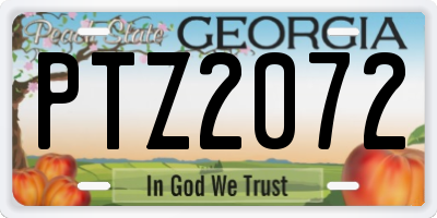 GA license plate PTZ2072