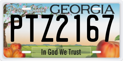 GA license plate PTZ2167