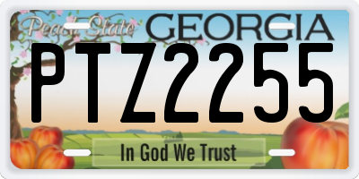 GA license plate PTZ2255