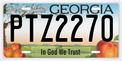 GA license plate PTZ2270