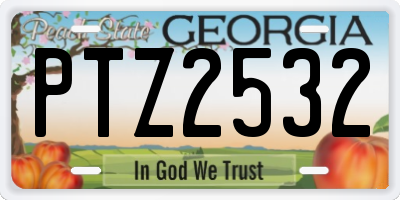 GA license plate PTZ2532