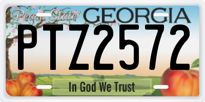 GA license plate PTZ2572